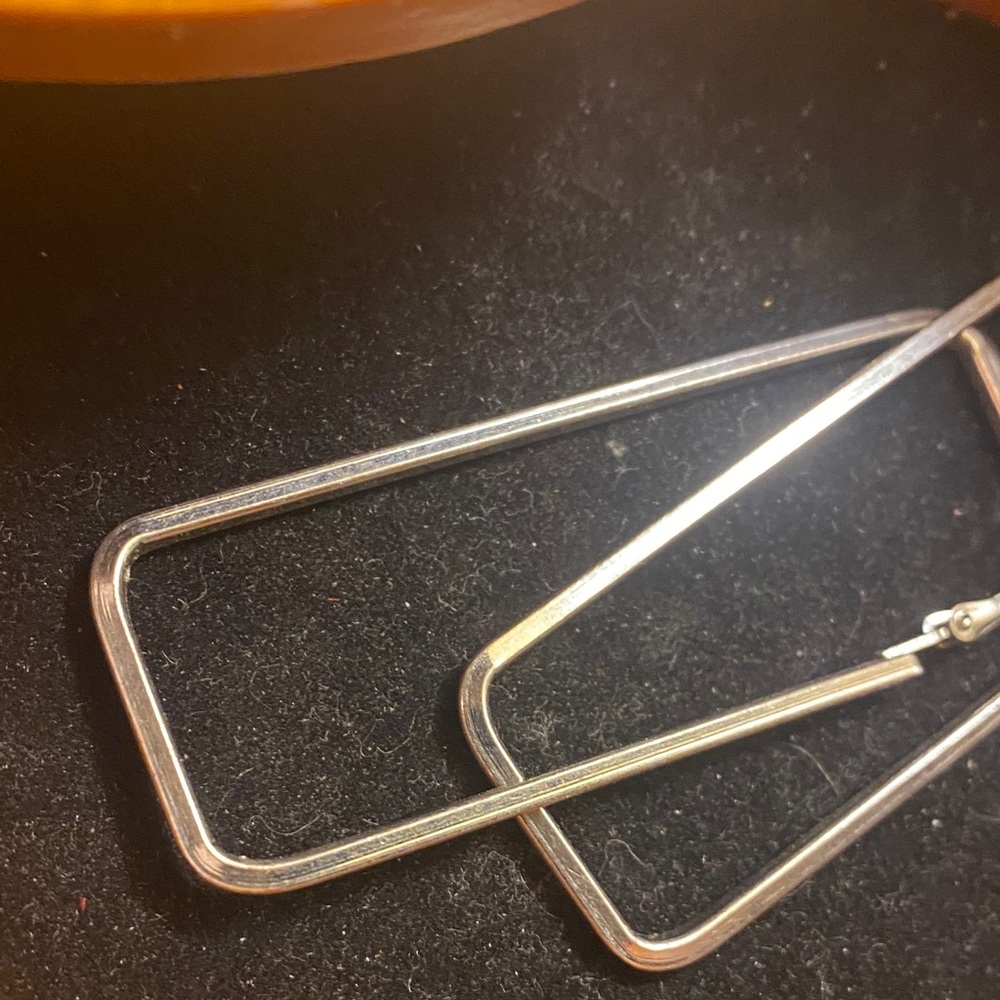 Silver Rectangular Hoop Earrings - image 2